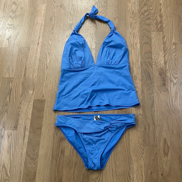 Tommy Bahama Other - Tommy Bahama Women's Solid Blue Tankini Set Swimsuit - Top And Bottom